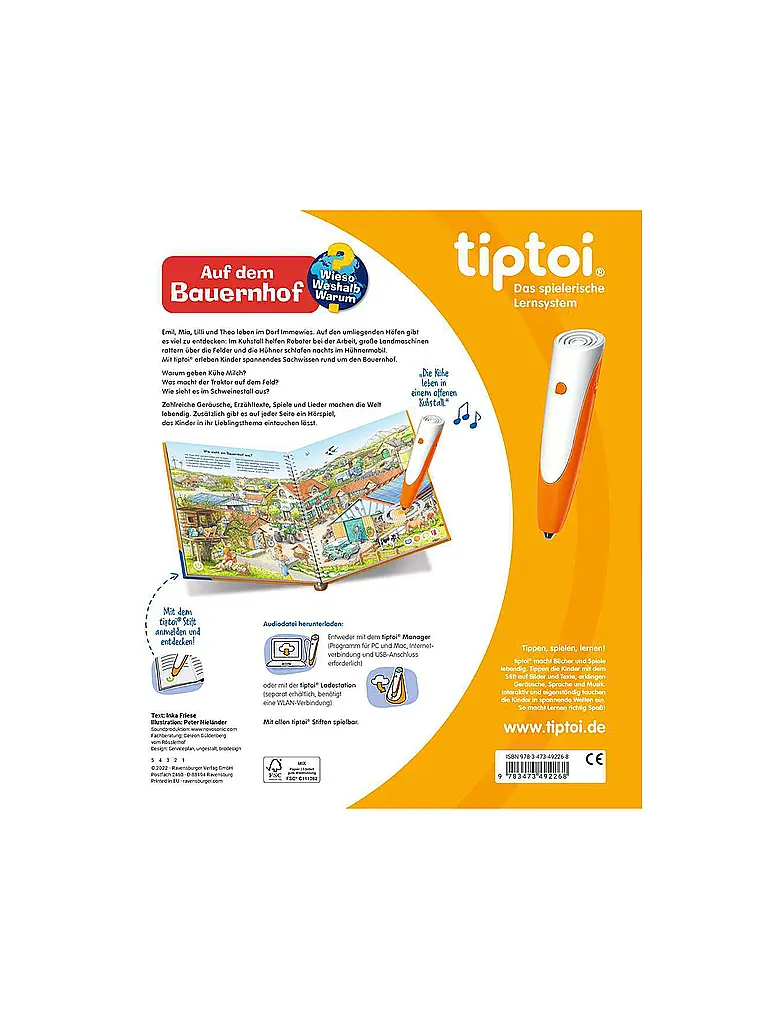 RAVENSBURGER | TIPTOI  Wieso Weshalb Warum - Auf dem Bauernhof  | bunt