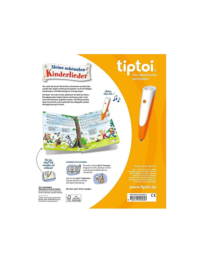 RAVENSBURGER | TIPTOI Liederbücher - Meine schönsten Kinderlieder | bunt