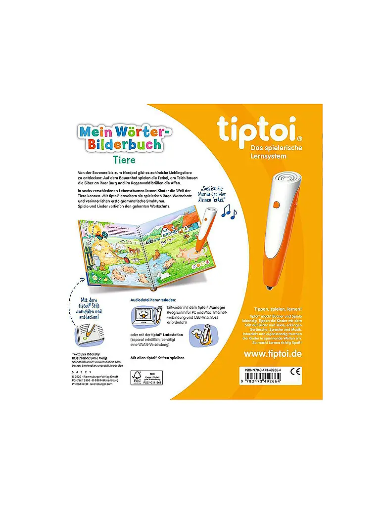 RAVENSBURGER | TIPTOI Mein Wörter-Bilderbuch - Tiere | bunt
