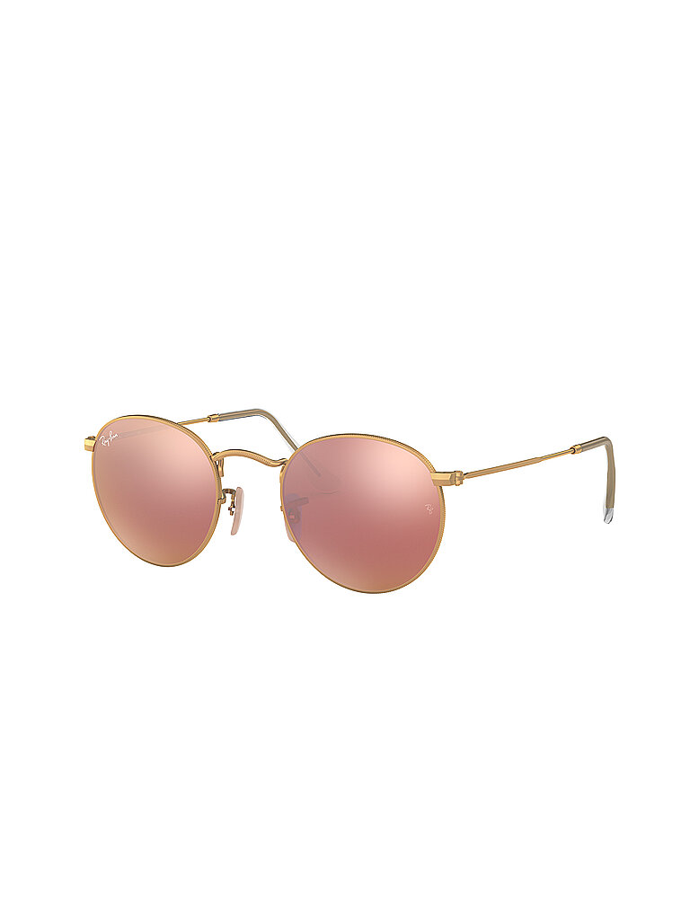 Ray - Ban Herren Ray - Ban RB3447 ROUND METAL 112/Z2 Sonnenbrillen Metall Gold Braun Rund Normal