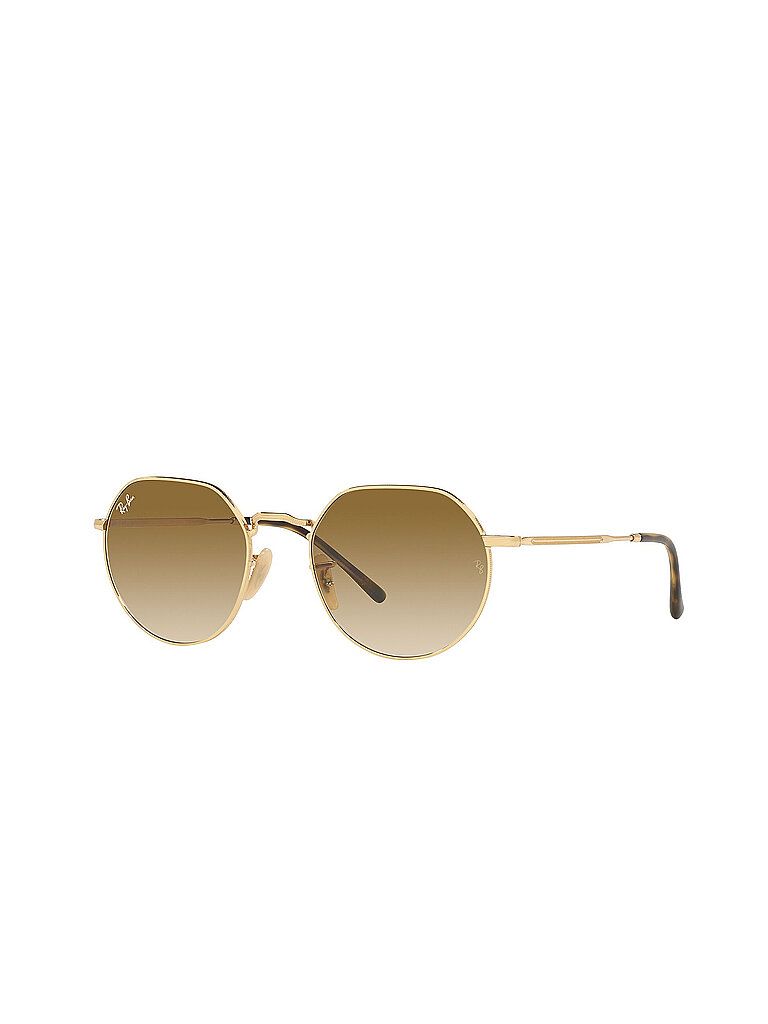 Ray - Ban Unisex Ray - Ban RB3565 JACK 001/51 Sonnenbrillen Metall Gold Braun Geometrisch Normal Schattiert
