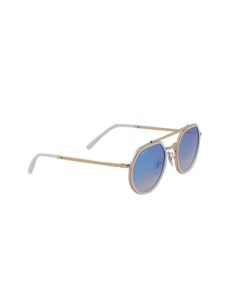 Ray - Ban Unisex Ray - Ban RB3765 001/4O Sonnenbrillen Metall Gold Blau Geometrisch Normal Spiegel