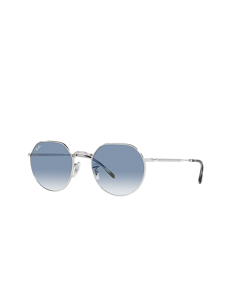 Ray - Ban Unisex Ray - Ban RB3565 JACK 003/3F Sonnenbrillen Metall Silber Blau Geometrisch Normal Schattiert