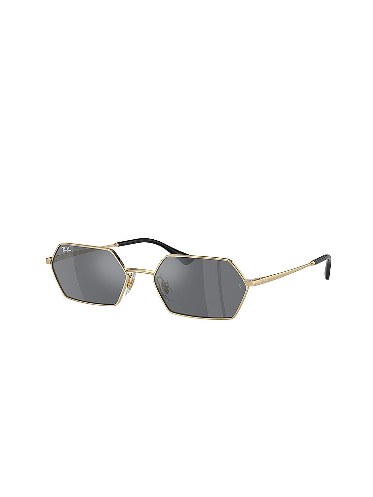 Ray - Ban Unisex Ray - Ban RB3728 YEVI 92136V Sonnenbrillen Metall Gold Grau Geometrisch Normal Spiegel