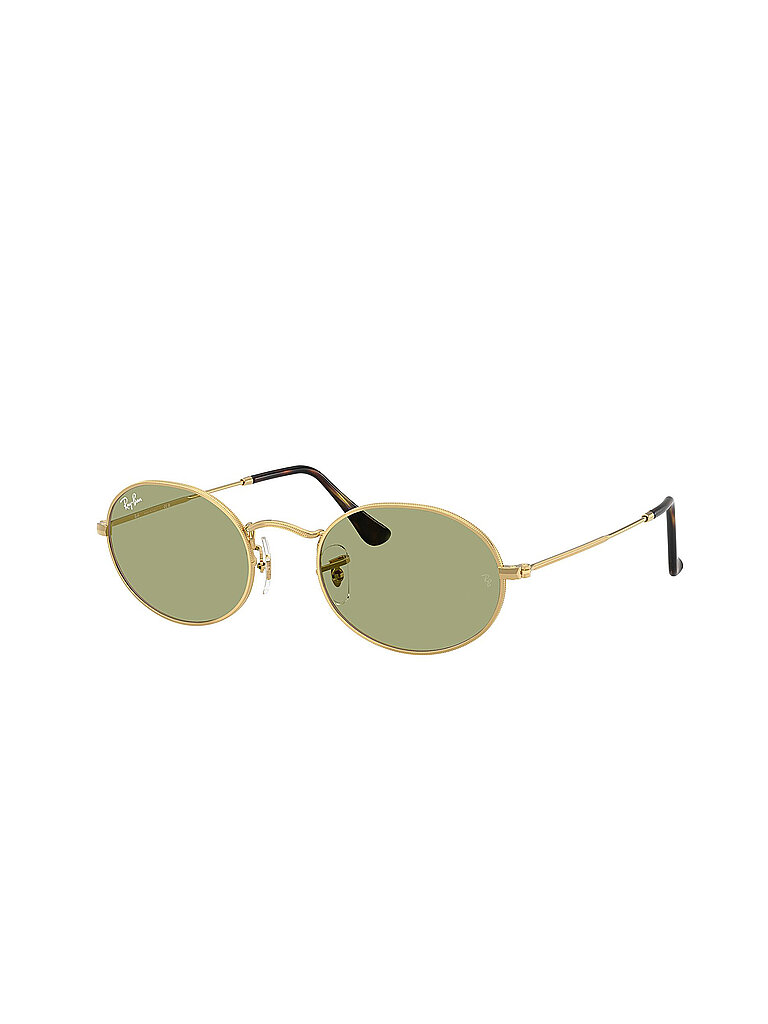 Ray - Ban Unisex Ray - Ban RB3547 OVAL 001/4E Sonnenbrillen Metall Gold Grün Rund Normal