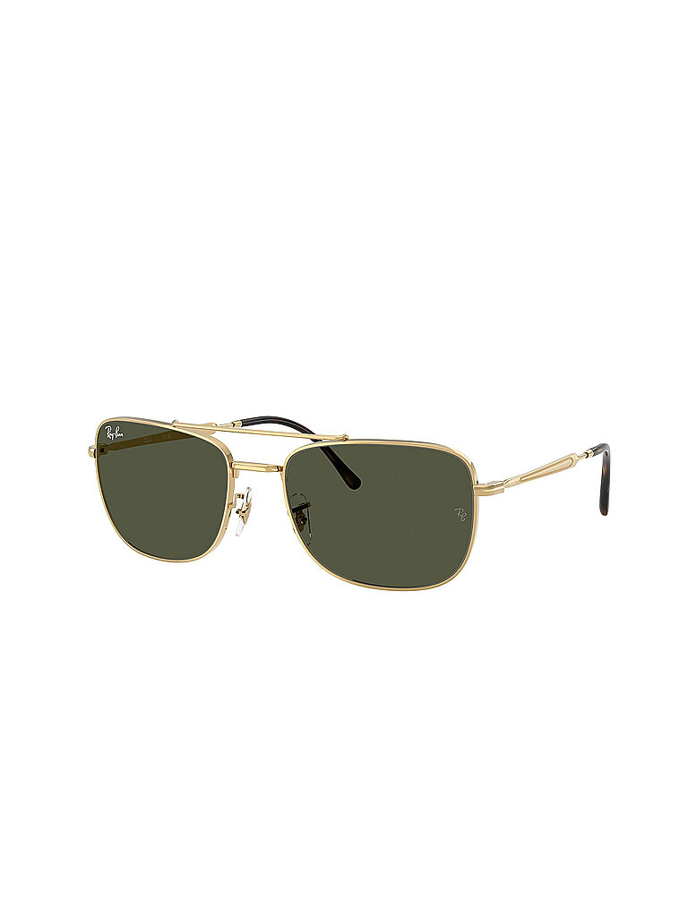 Ray - Ban Unisex Ray - Ban RB3755 001/31 Sonnenbrillen Metall Gold Grün Quadratisch Normal