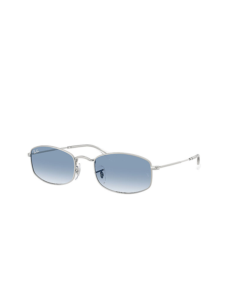 Ray - Ban Unisex Ray - Ban RB3832 003/3F Sonnenbrillen Metall Silber Blau Geometrisch Normal Schattiert