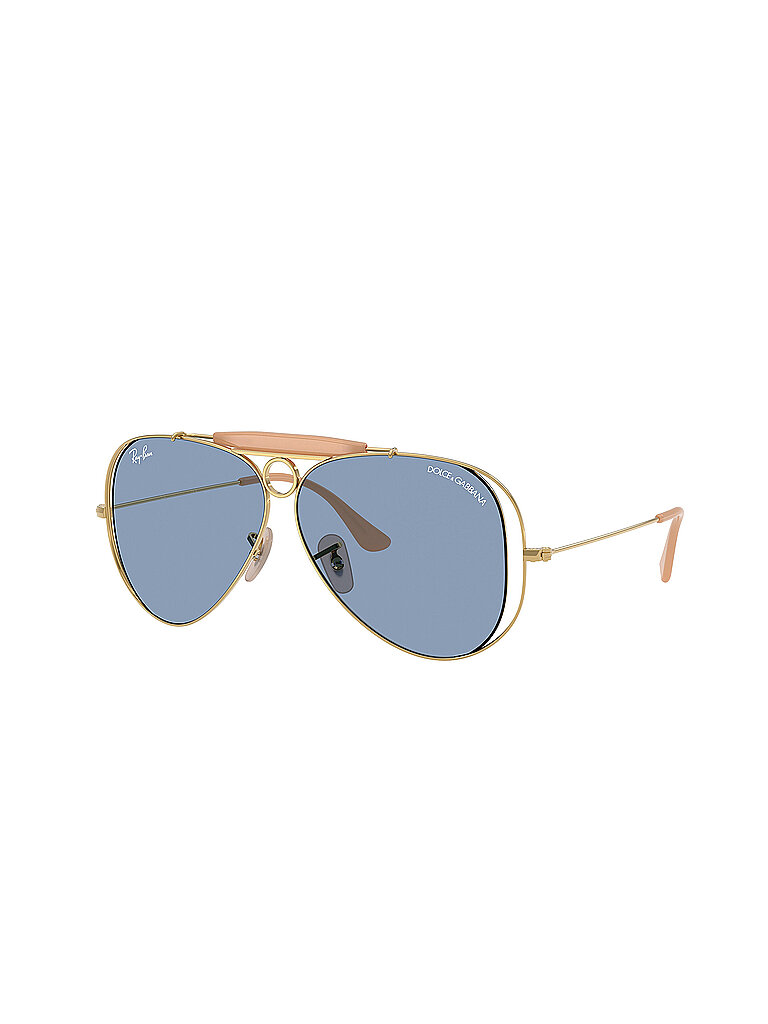 Ray - Ban Unisex Ray - Ban x DOLCE&GABBANA RB3138M 001/72 Sonnenbrillen Metall Gold Blau Pilot Normal