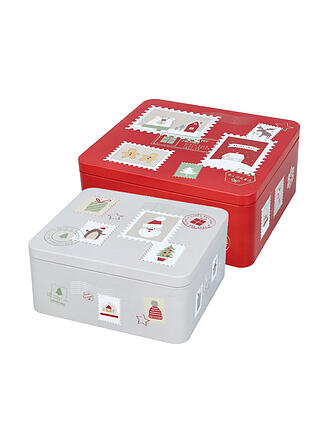 RBV BIRKMANN | Set de boîtes à biscuits 2 pièces grand DEAR SANTA Rouge/Gris