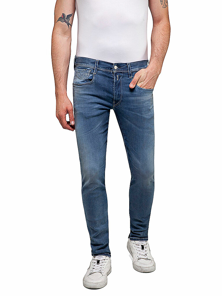 Replay Herren Jeans Anbass Slim-Fit Hyperflex mit Stretch, Medium Blue 009-1 (Blau), 30W / 32L