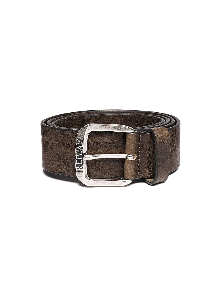 Replay Herren Gürtel aus Leder, Faded Grey Mud 035 (Braun), 90