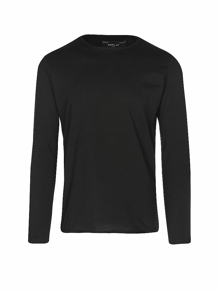 Replay Herren Langarmshirt aus Baumwolle, Schwarz (Black 098), S