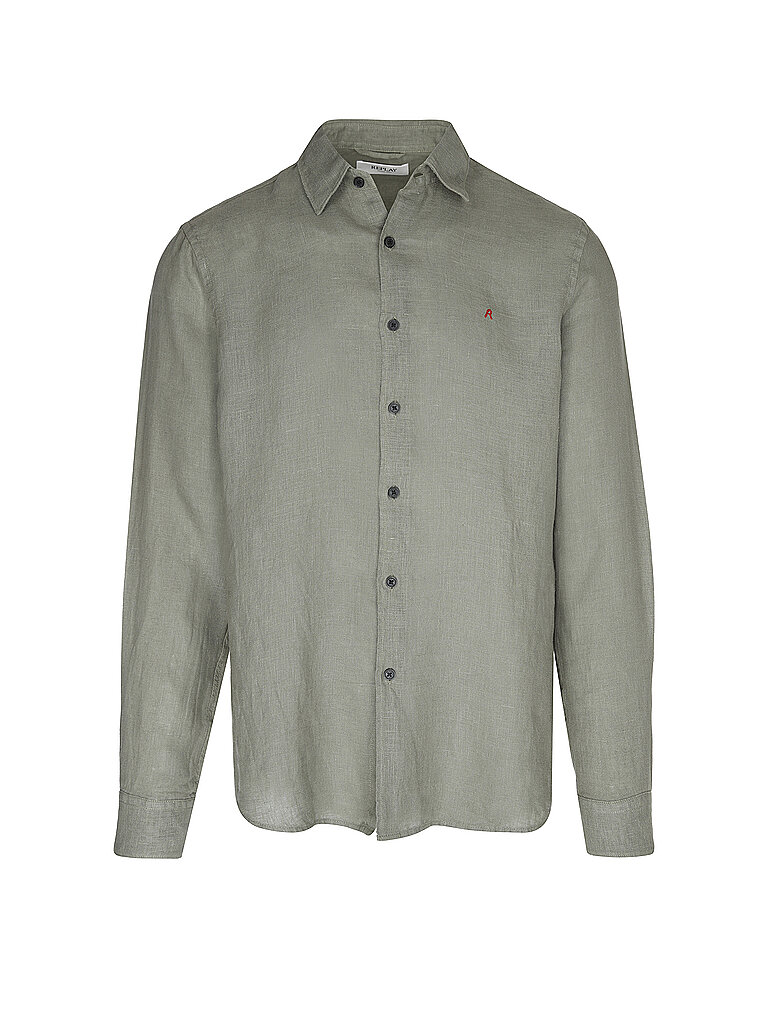 REPLAY Leinenhemd olive | XXL