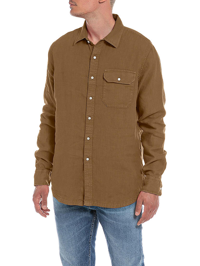 REPLAY | Leinenhemd Regular Fit  | beige