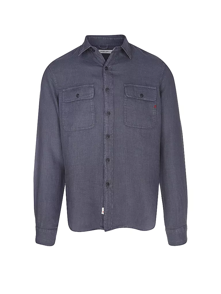 REPLAY | Leinenhemd Regular Fit  | blau