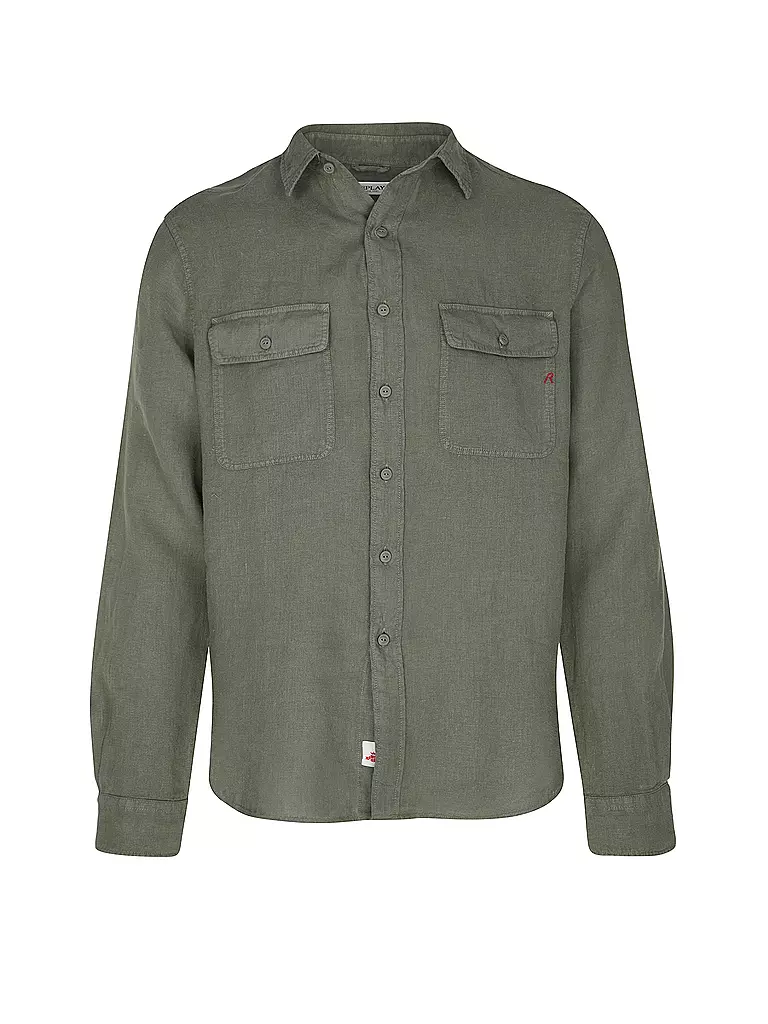 REPLAY | Leinenhemd Regular Fit  | olive
