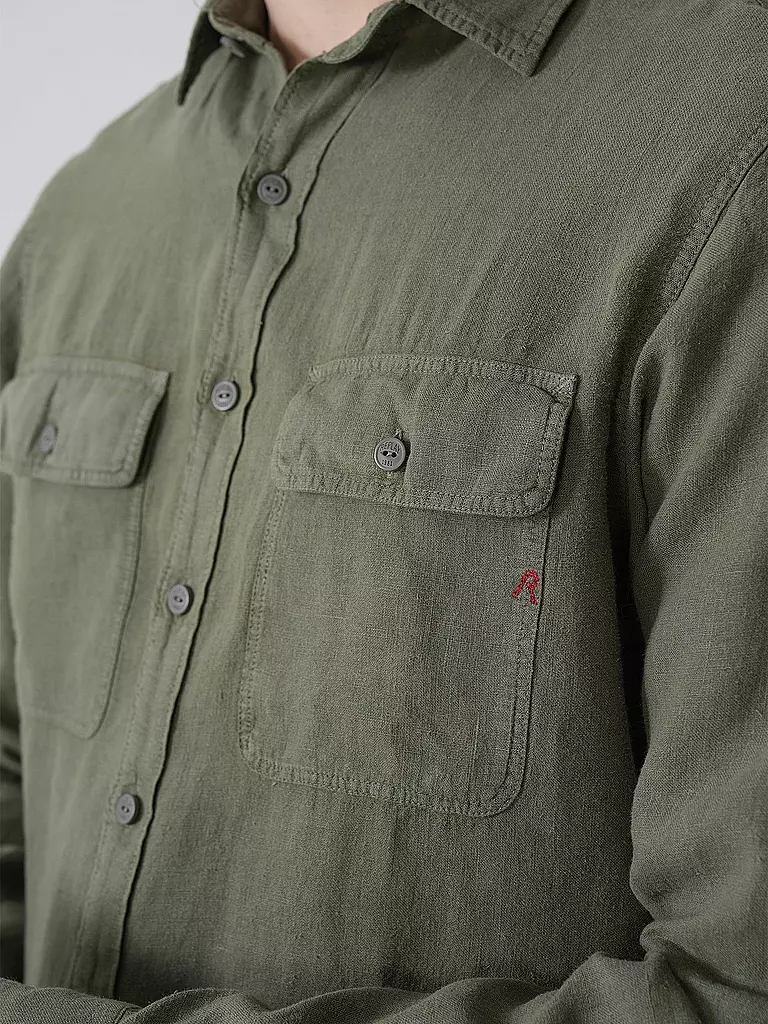REPLAY | Leinenhemd Regular Fit  | olive