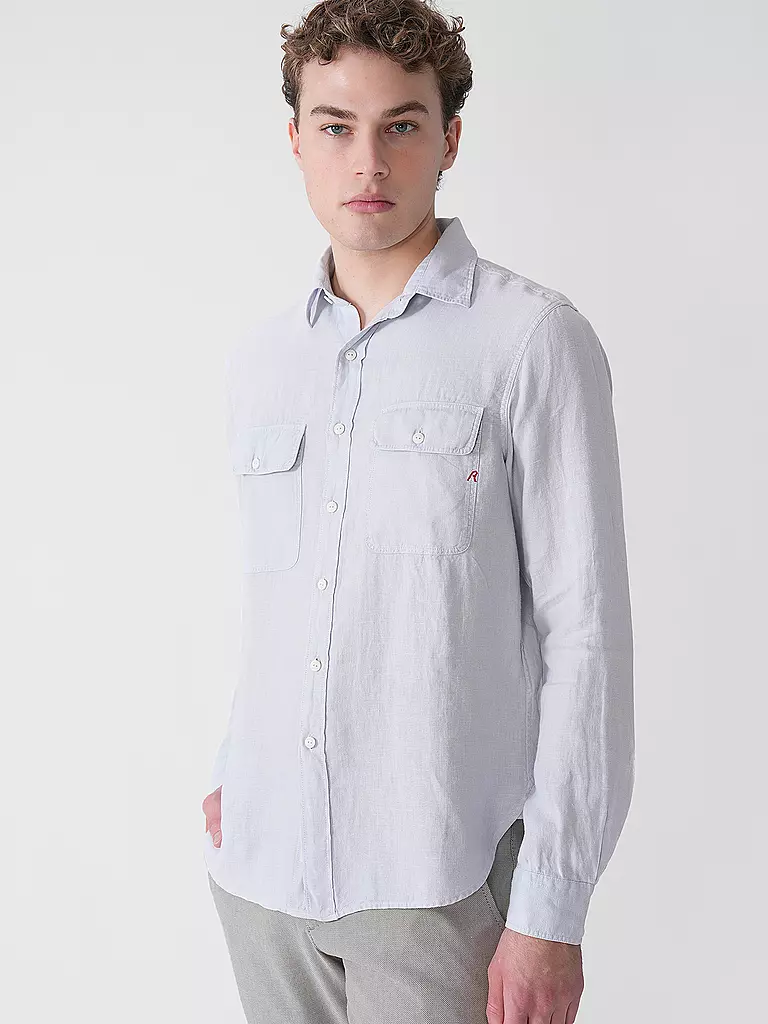 REPLAY | Leinenhemd Regular Fit  | hellblau