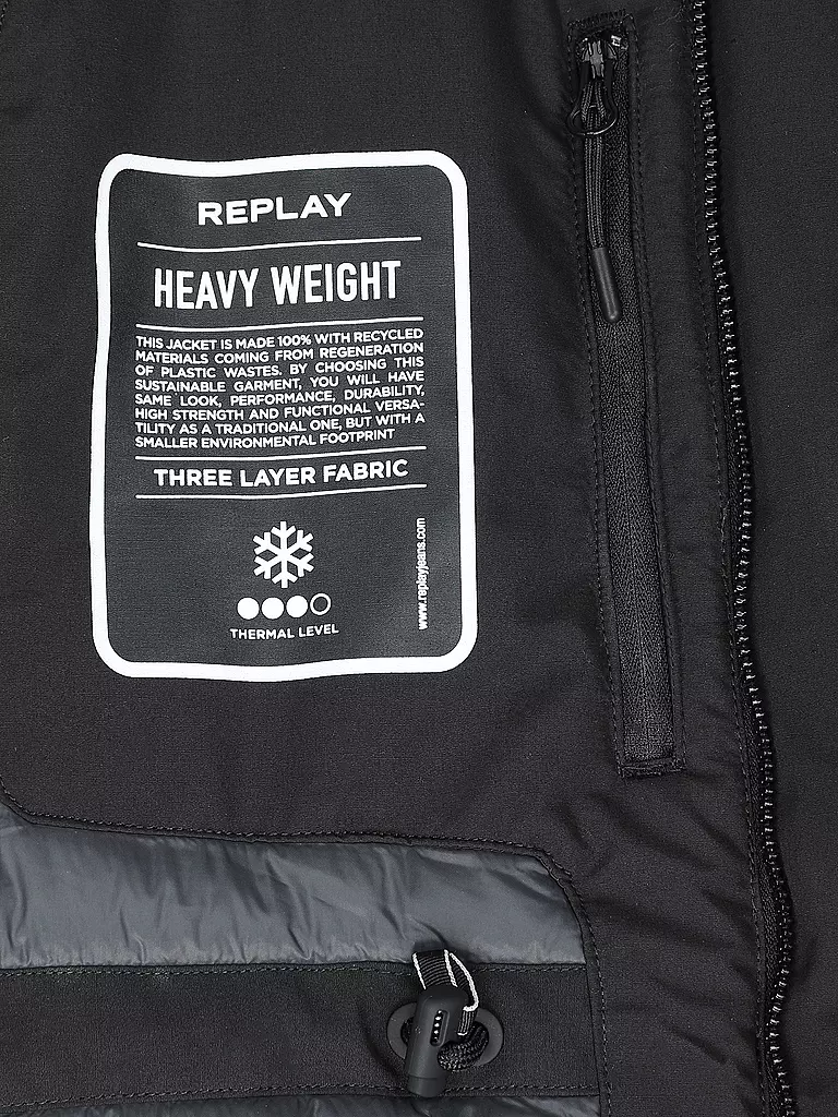 REPLAY M8274a Parka Uomo – Giubbotto Lungo Imbottito Con Cappuccio, 4 Tasche E Cerniera, Colore Classico, Vestibilità Comoda, Istruzioni Lavaggio A 30°C