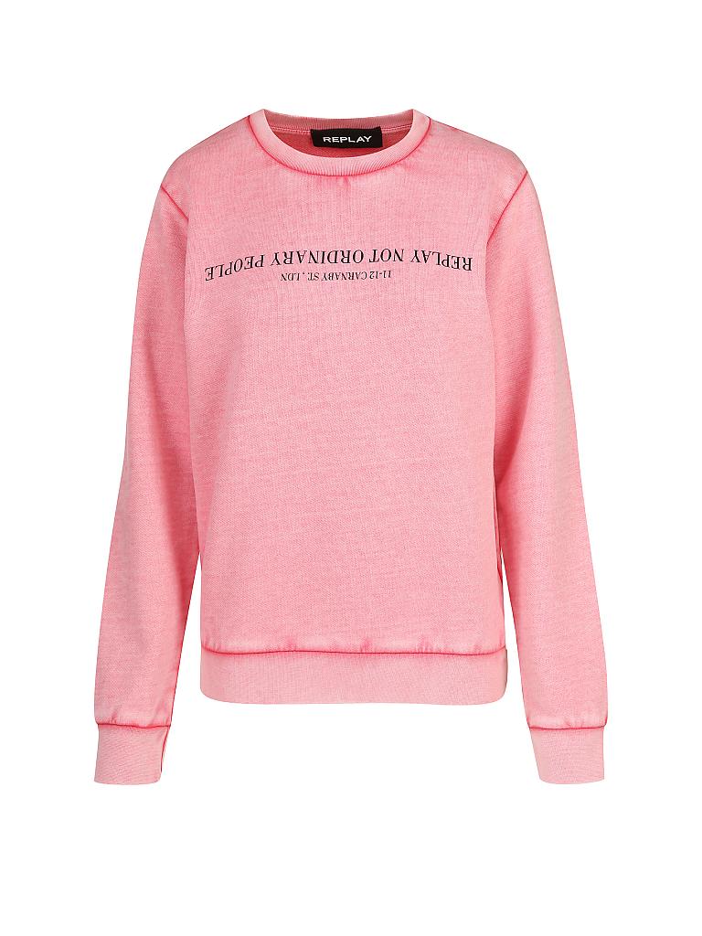 REPLAY Sweater rosa | S Sweatshirt mit Rundhalsausschnitt und REPLAY Schriftzug