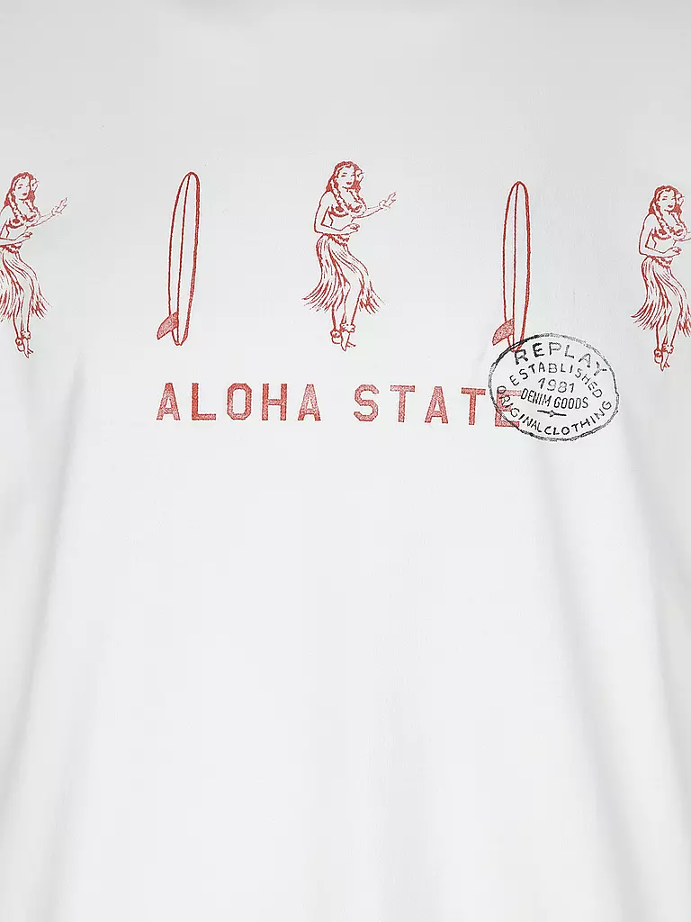 REPLAY | T-Shirt ALOHA | weiss