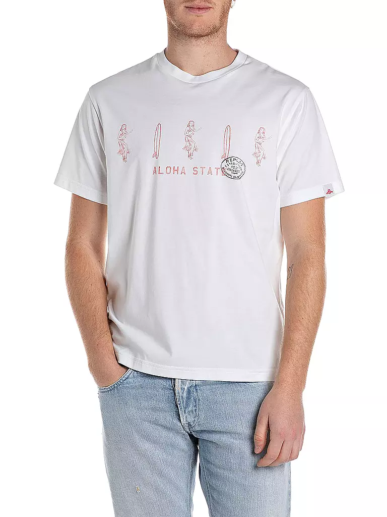 REPLAY | T-Shirt ALOHA | weiss