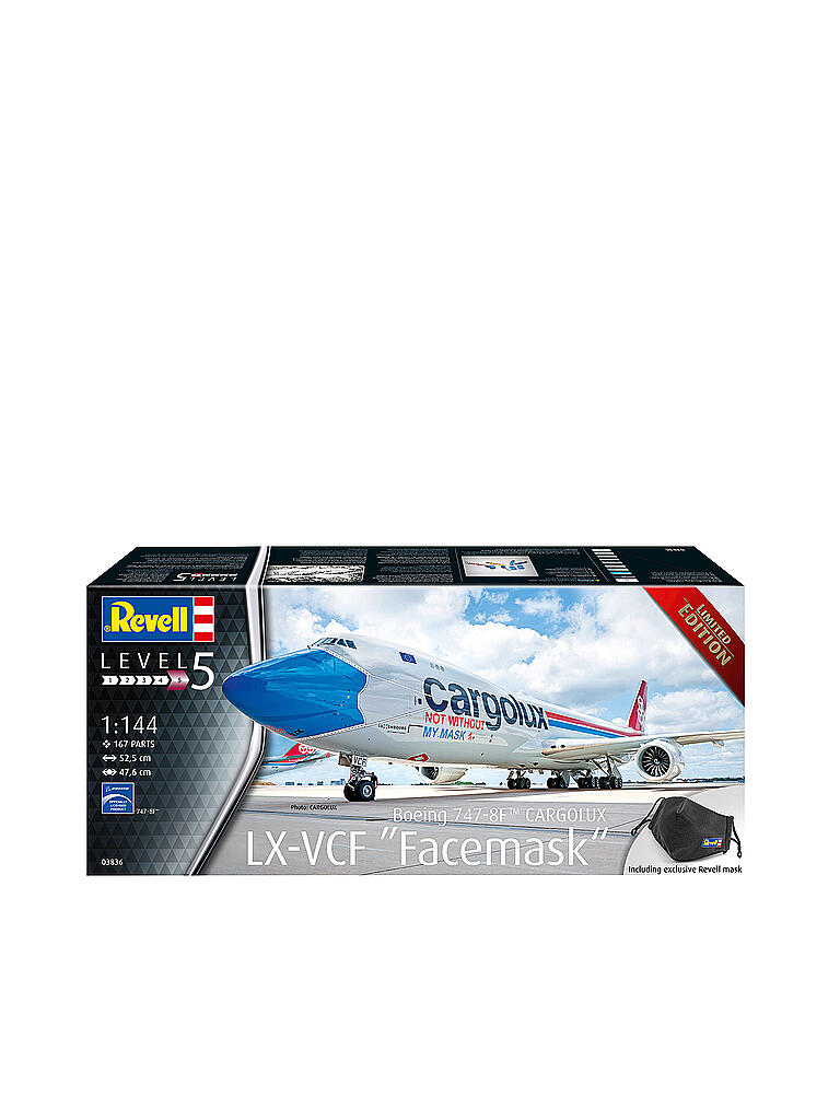 REVELL | Modellbausatz -  Boeing 747-8F CARGOLUX LX-VCF "Facemask" 03836 | keine Farbe