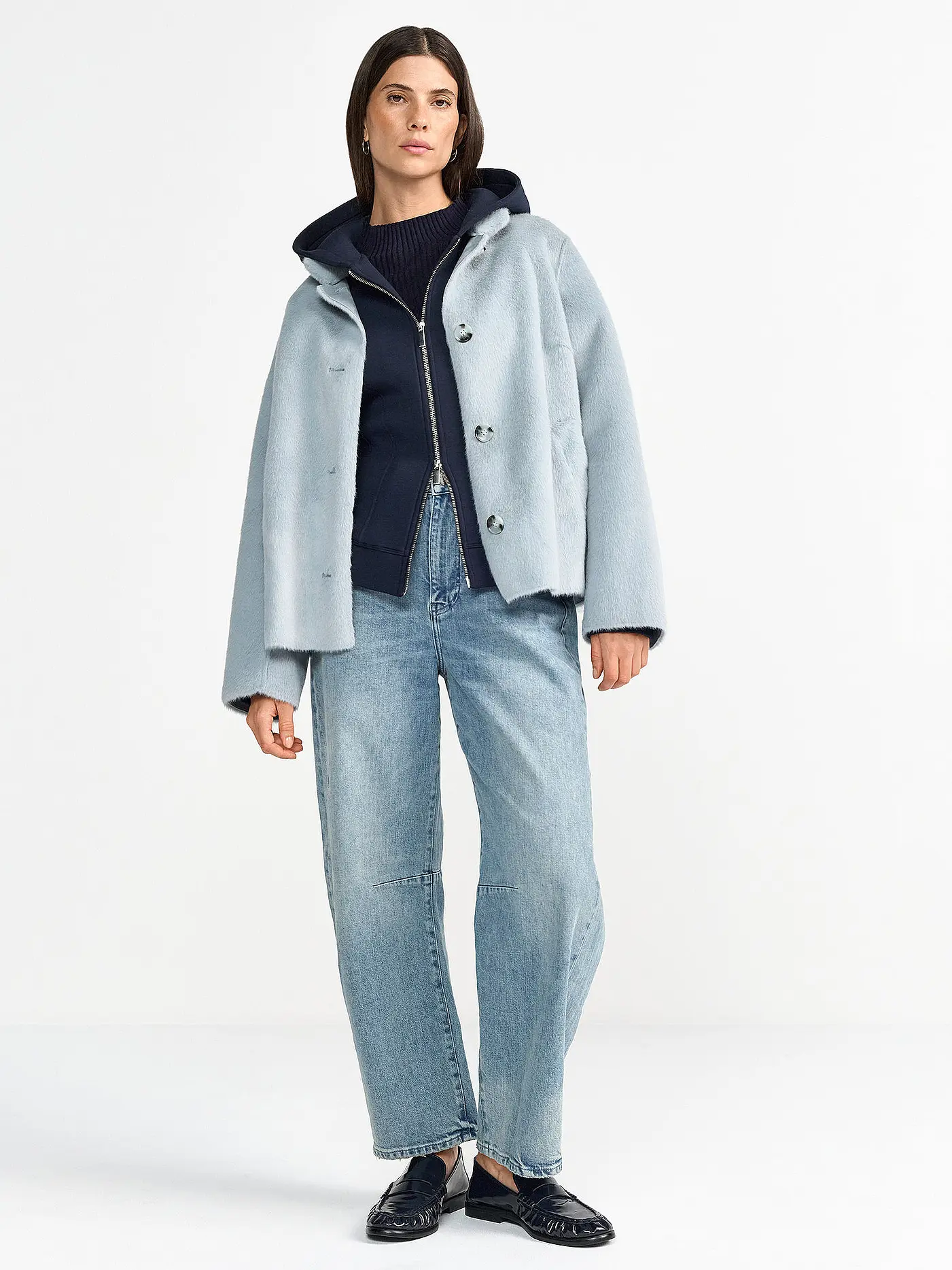 RICH & ROYAL | Jacke in Felloptik  | hellblau