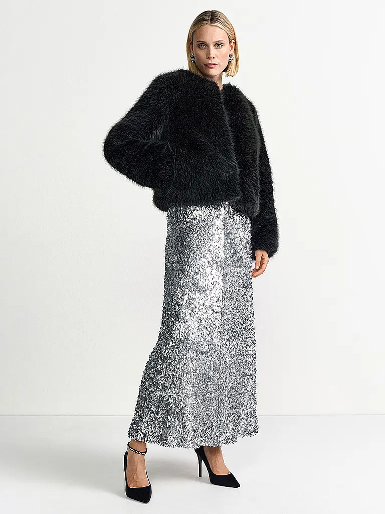 RICH & ROYAL | Jacke in Felloptik  | Schwarz