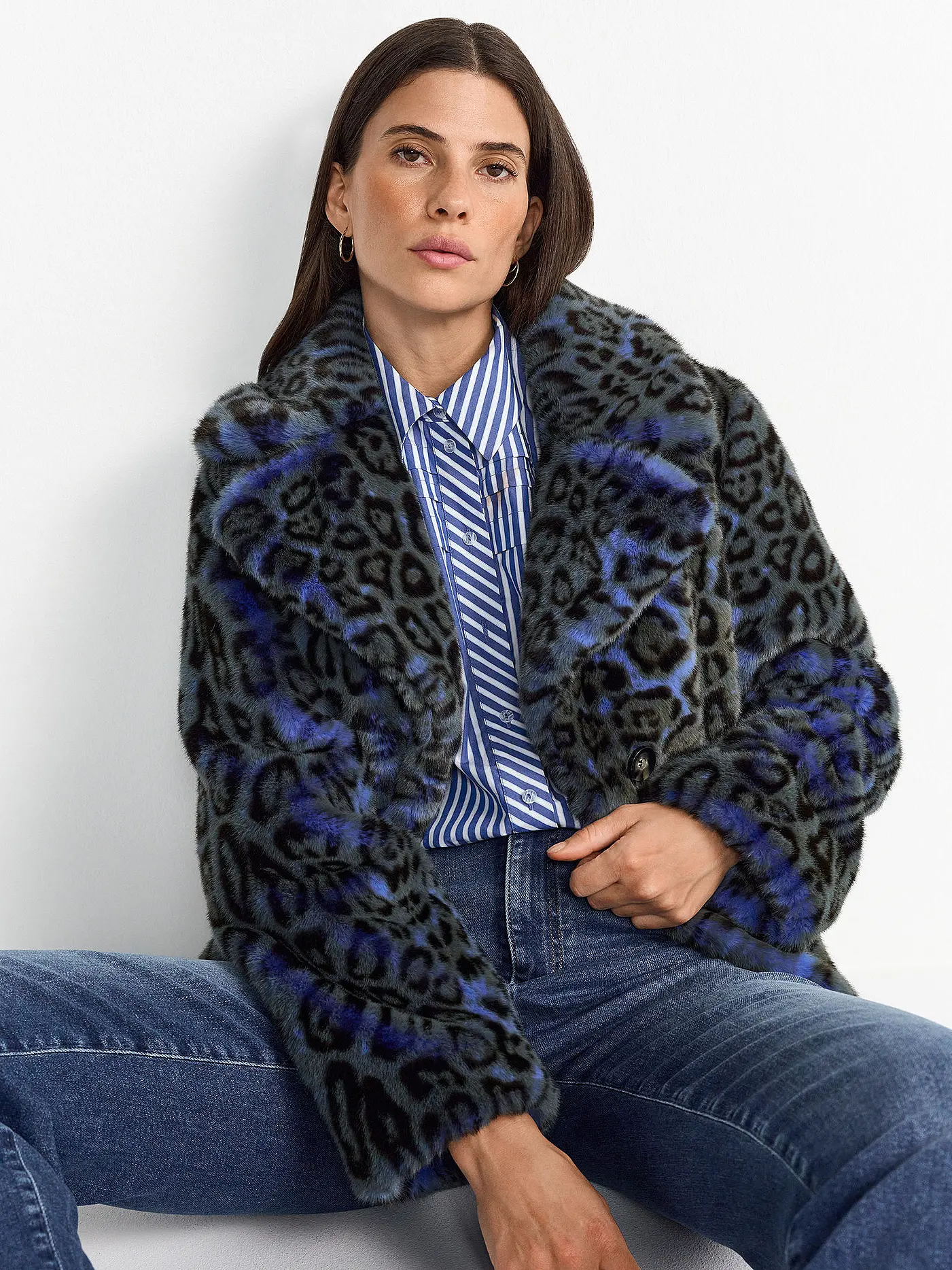 RICH & ROYAL | Jacke in Felloptik  | blau