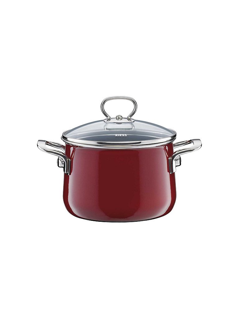 RIESS Olla para carne con tapa de cristal NOUVELLE 24cm/6,5l Rosso rojo oscuro