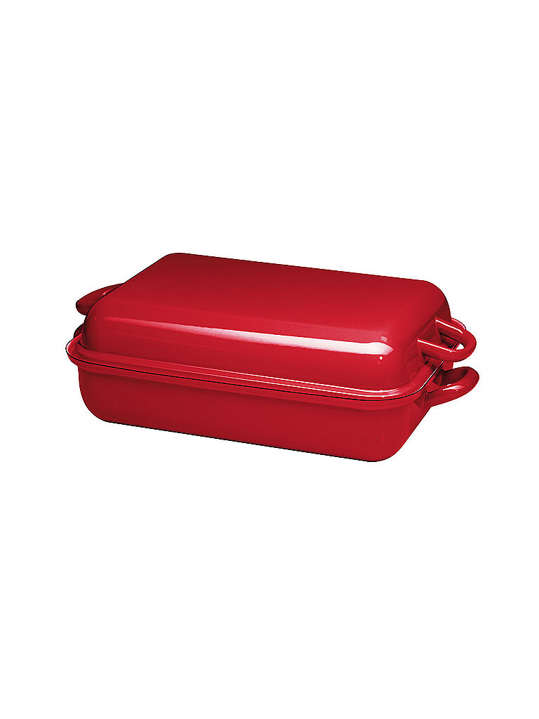 RIESS Bratpfanne mit Deckel 37x26cm Rot rouge foncé