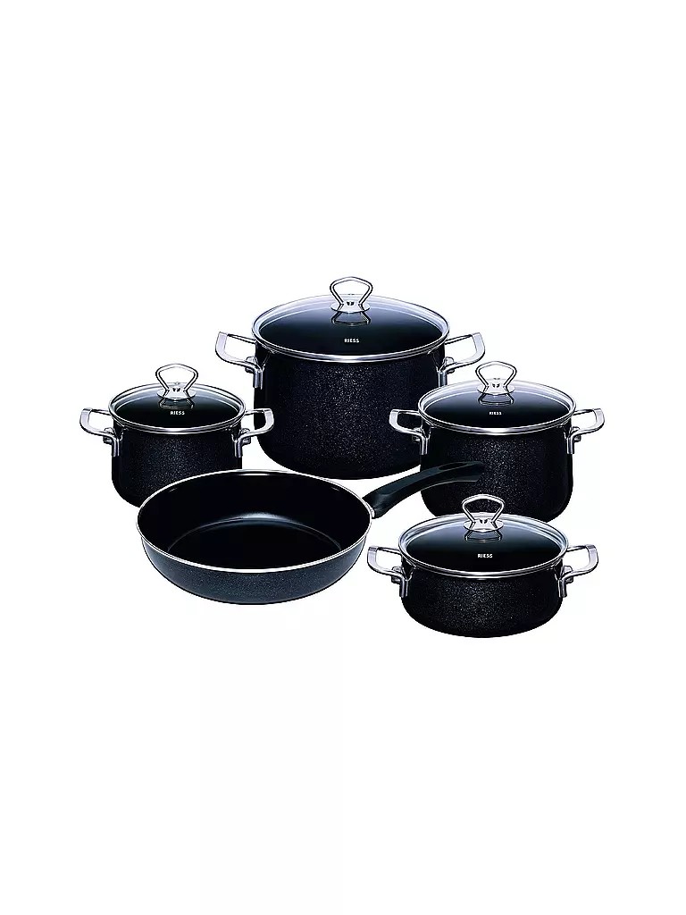 RIESS | Emaille Topf-Set 5-tlg. "Black Magic" | schwarz