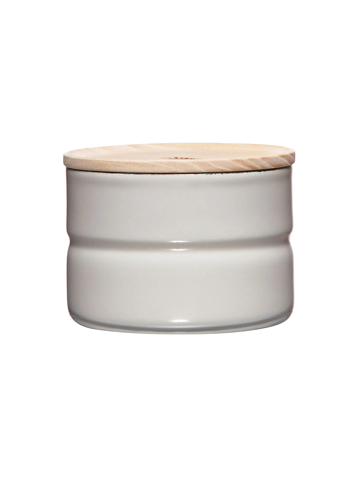 RIESS | Frischhaltedose - Emaille Vorratsdose mit Eschenholz-Deckel "Truehomewear"  6cm 230ml | grau