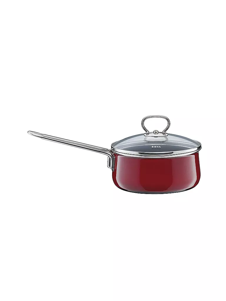RIESS | Steilkasserolle mit Glasdeckel "Rosso" 16cm/1l | dunkelrot