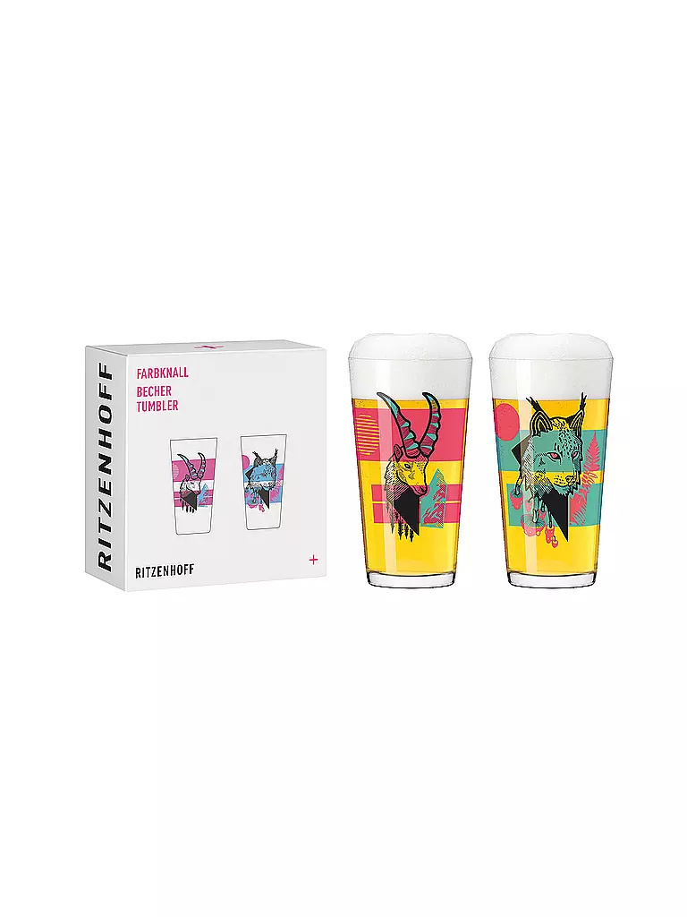 RITZENHOFF 3491001 Tazza 400 Ml - Set Di 2 - Serie Farbknall Set No. 1-2 Pezzi Con Illustrazione Di Animali - Made In Germany