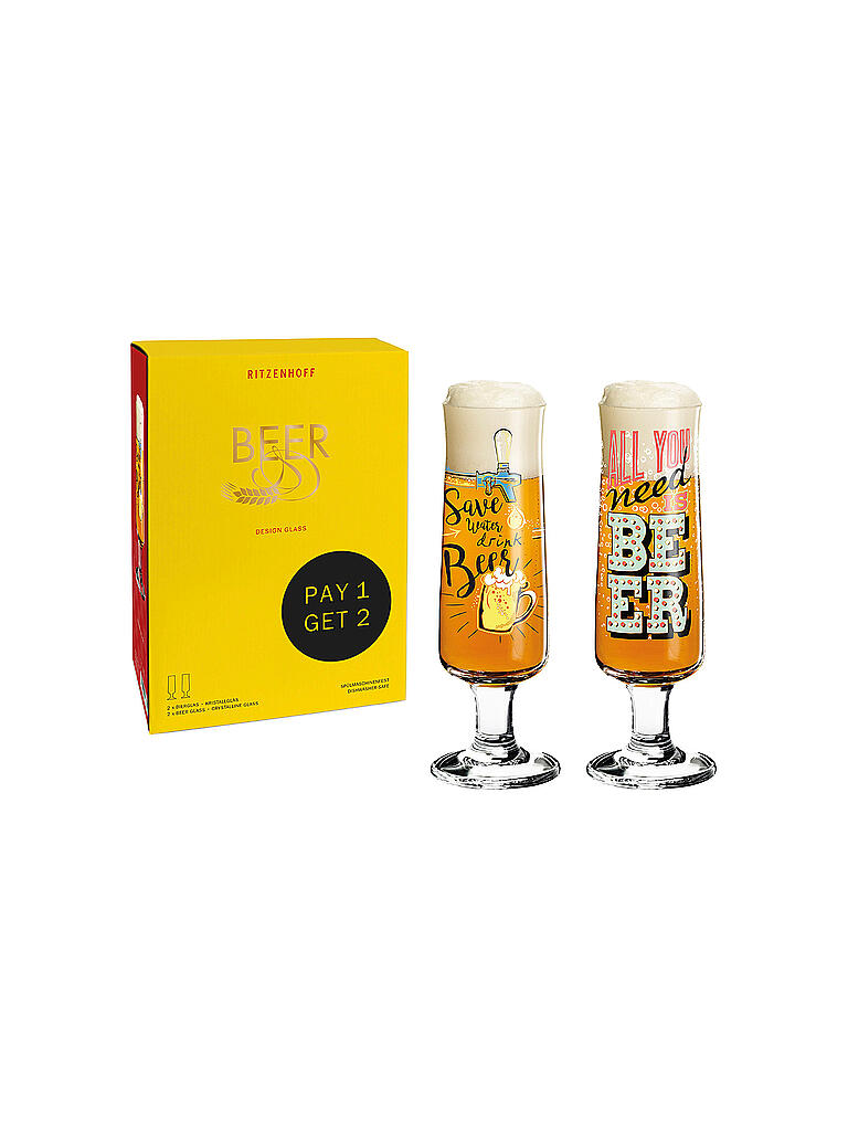 RITZENHOFF | Bierglas 2er Set Beer 390ml | bunt