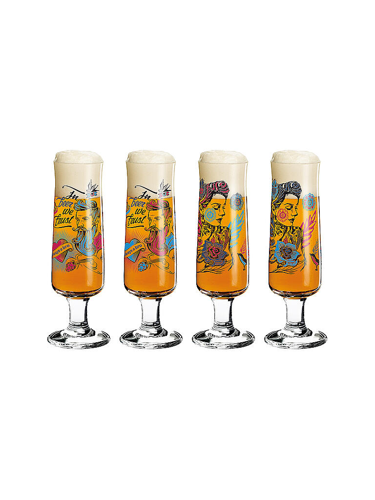 RITZENHOFF | Bierglas 4er Set Pils Werner Bohr | bunt