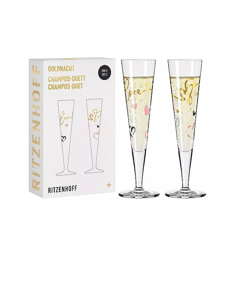 RITZENHOFF | Champagnerglas Set 2er GOLDNACHT  | gold