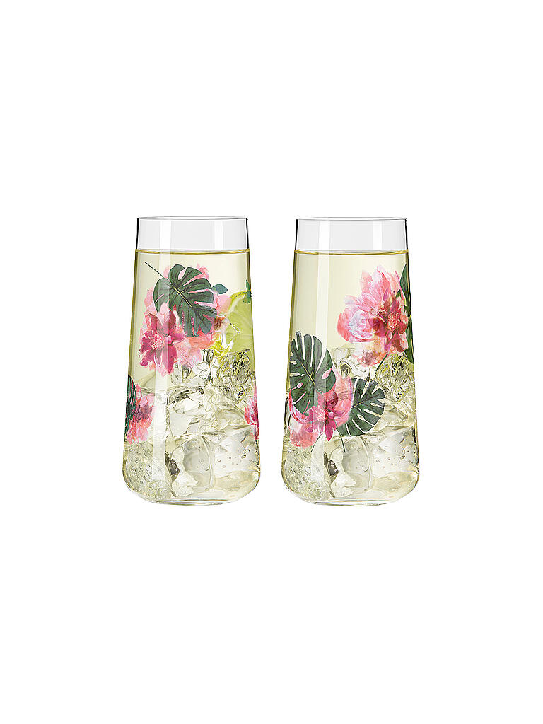 RITZENHOFF 6051003 Set di 4 bicchieri Hugo da 500 ml - Bicchieri da aperitivo - Motivo floreale, colorati - Serie Summer Dew - Made in Germany