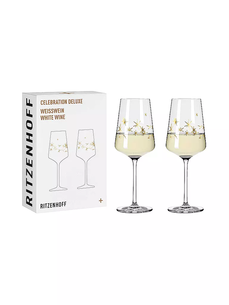 RITZENHOFF | Weissweinglas 2er Set Sterne CELEBRATION DELUXE 003 | gold