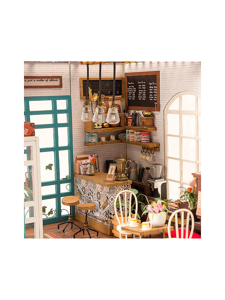 ROBOTIME | 3D Konstruktion - Simon's Coffee DG109 DIY Miniature Dollhouse Cafe Shop | keine Farbe