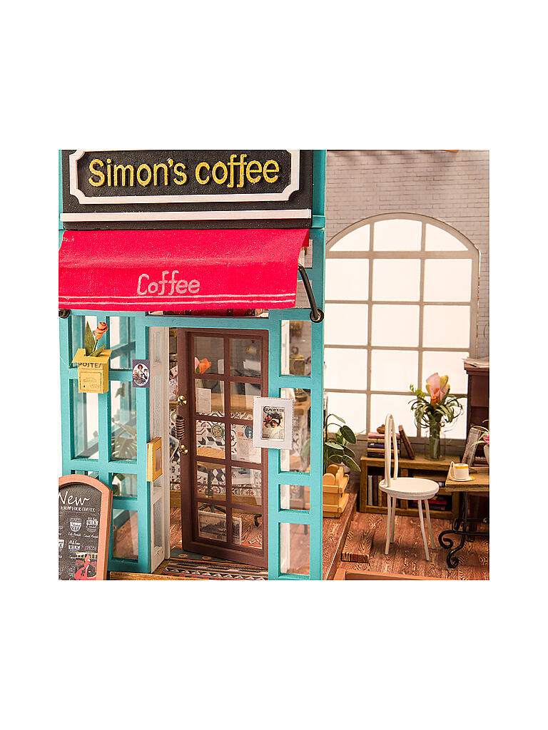 ROBOTIME | 3D Konstruktion - Simon's Coffee DG109 DIY Miniature Dollhouse Cafe Shop | keine Farbe