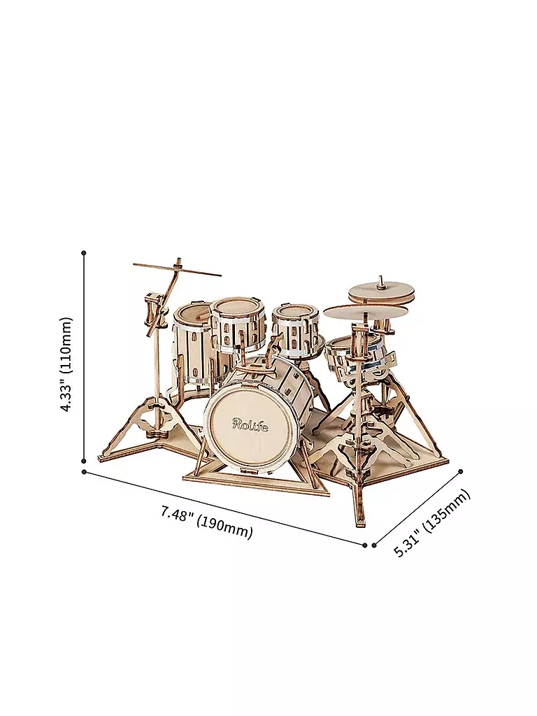 ROBOTIME | 3D Puzzle Drum Kit DIY | keine Farbe