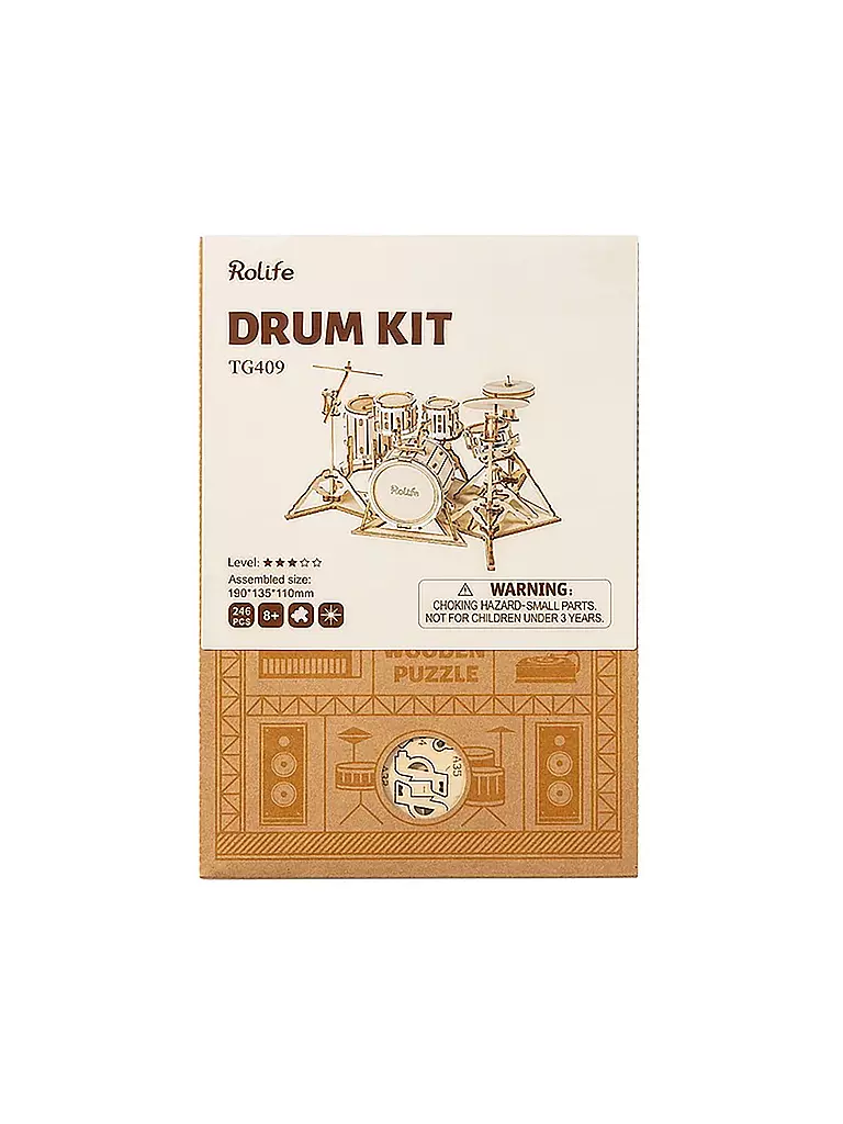 ROBOTIME | 3D Puzzle Drum Kit DIY | keine Farbe