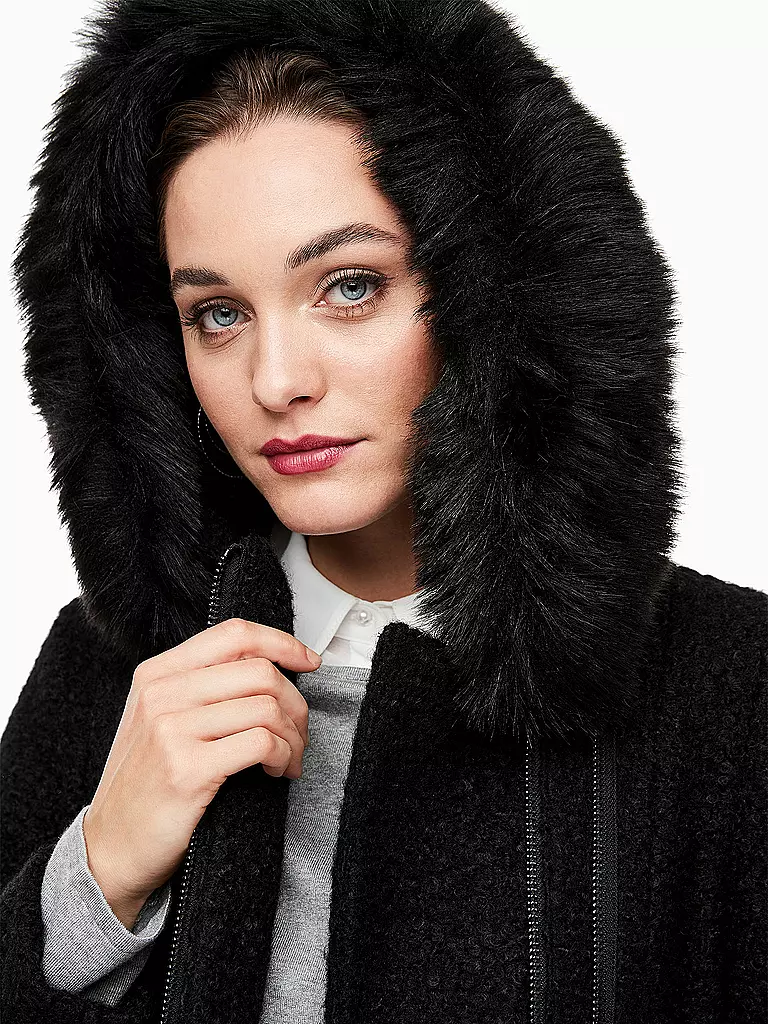 S.Oliver BLACK LABEL Kurze Jacke Mit Hemdkragen - Bouclé-Stoff