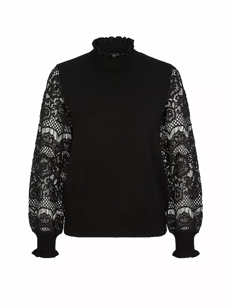 S.OLIVER BLACK LABEL Pullover mit Spitze schwarz