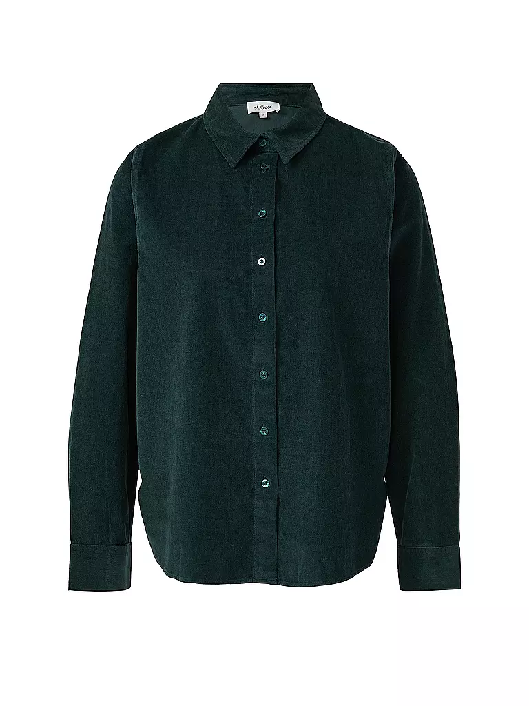 S.OLIVER | Cordbluse  | dunkelgrün