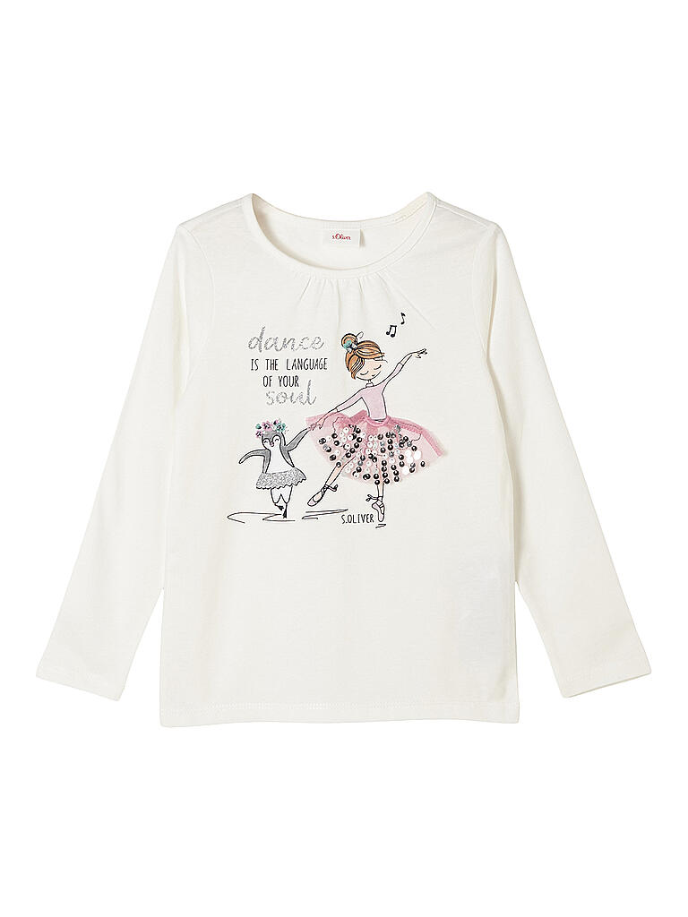 S.Oliver Mädchen Langarmshirt Mit Print - Baumwollshirt Mit Gummizug
