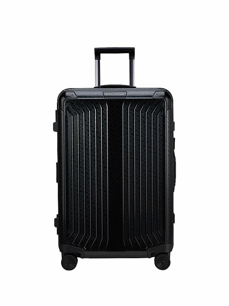 SAMSONITE Trolley LITE-BOX ALU x BOSS 69cm Graphite Monogram schwarz